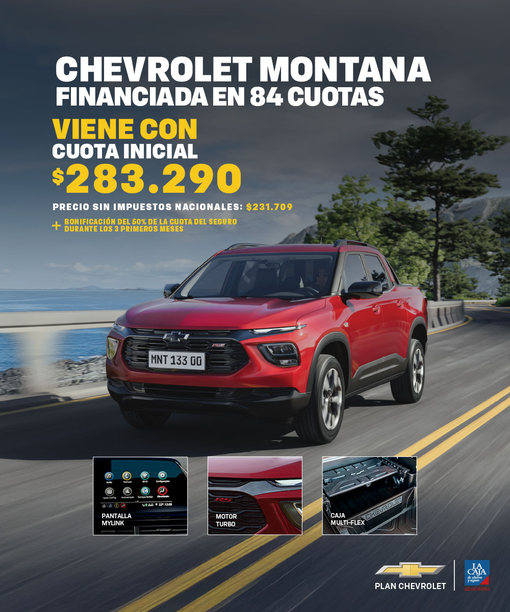 Chevrolet Montana roja financiada en 84 cuotas